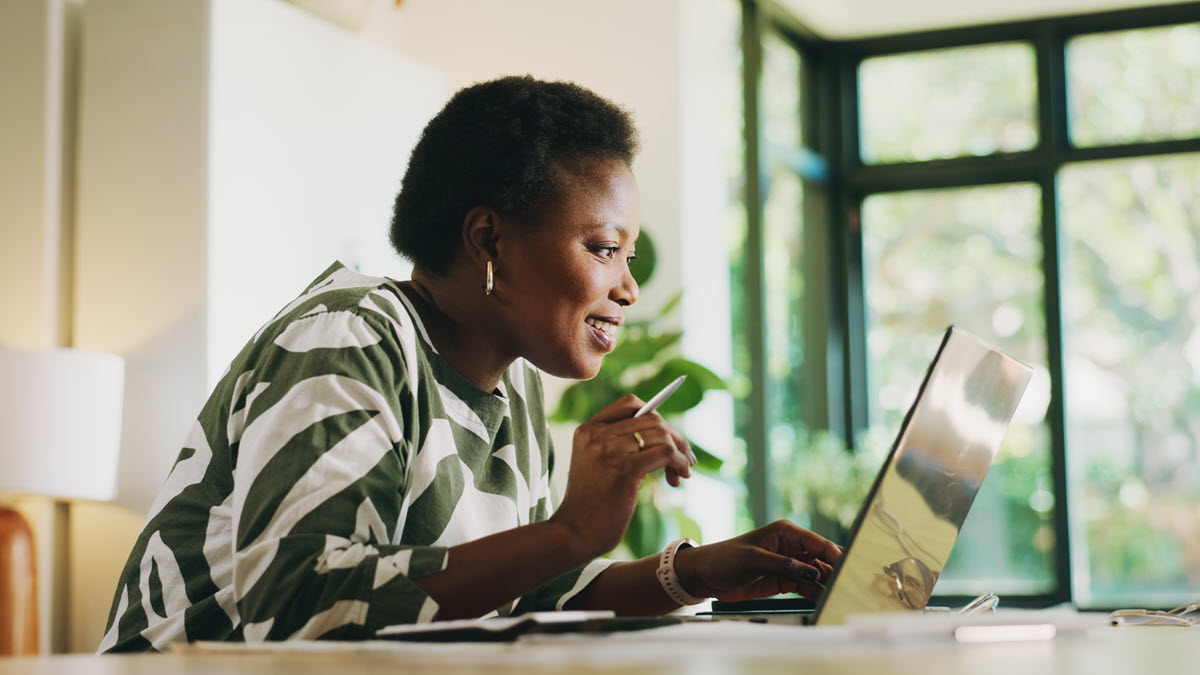 A woman on a computer